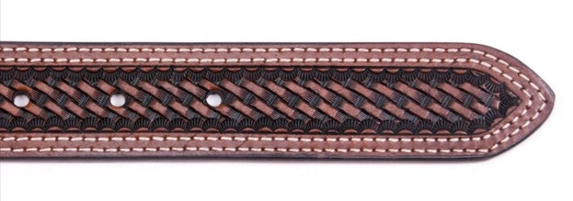 KID'S SCALLOPED BELT WITH RAWHIDE BRAID & STAR CONCHOS