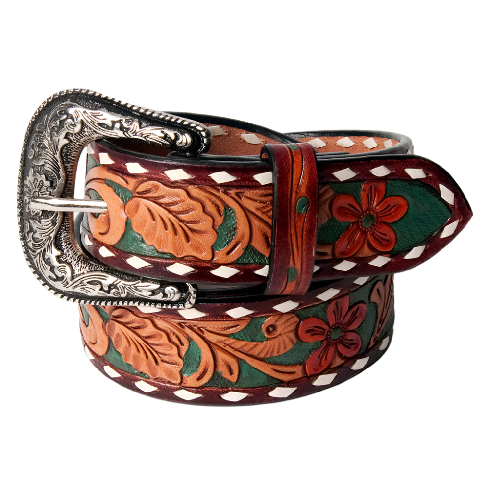 American Darling Tooled Leather Belt - Floral