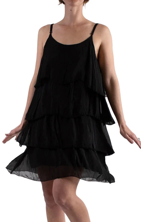 AMABILE RUFFLED DRESS in BLACK