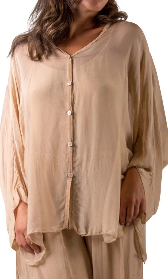 ANGELO SILK BLOUSE in CAMEL