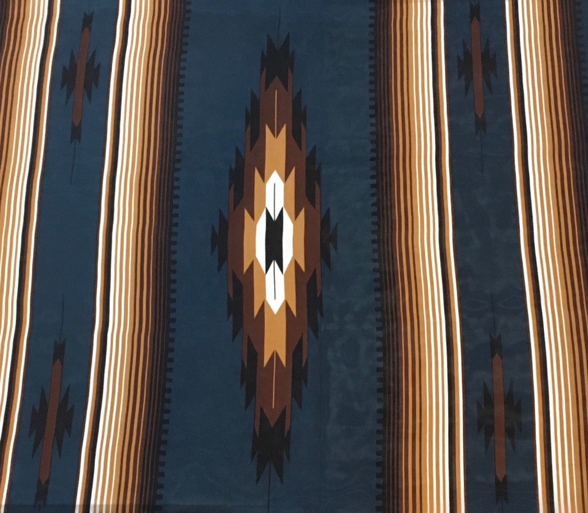 Aztec Silk Scarf in Teal/Tan