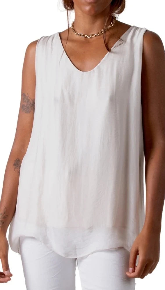 FERNANDA SILK TOP in CREAM