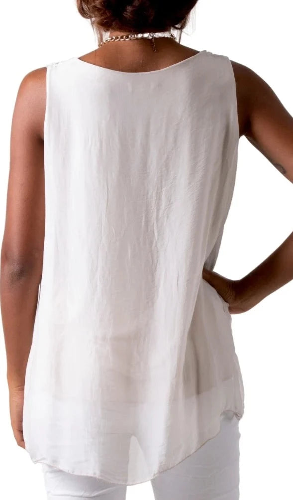 FERNANDA SILK TOP in CREAM