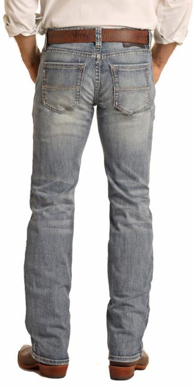 ROCK & ROLL Men's Regular Fit Stretch Medium Vintage Pistol Straight Bootcut Jeans