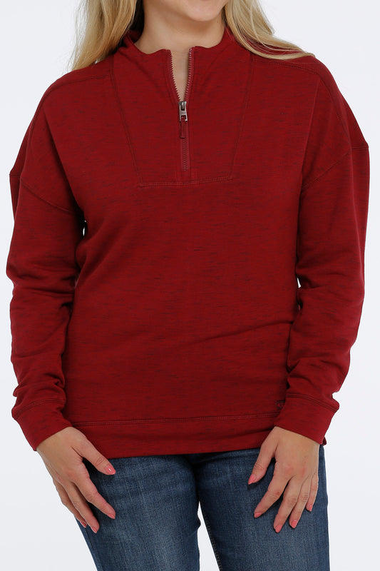 CINCH WOMEN'S FRENCH TERRY PULLOVER - HEATHER RED