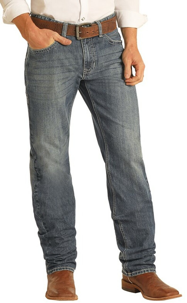 ROCK & ROLL MEN'S REFLEX RELAXED FIT STACKABLE BOOTCUT JEANS