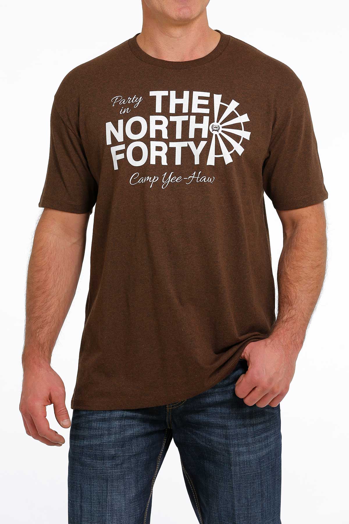 CINCH MEN'S NORTH FORTY TEE - HEATHER BROWN