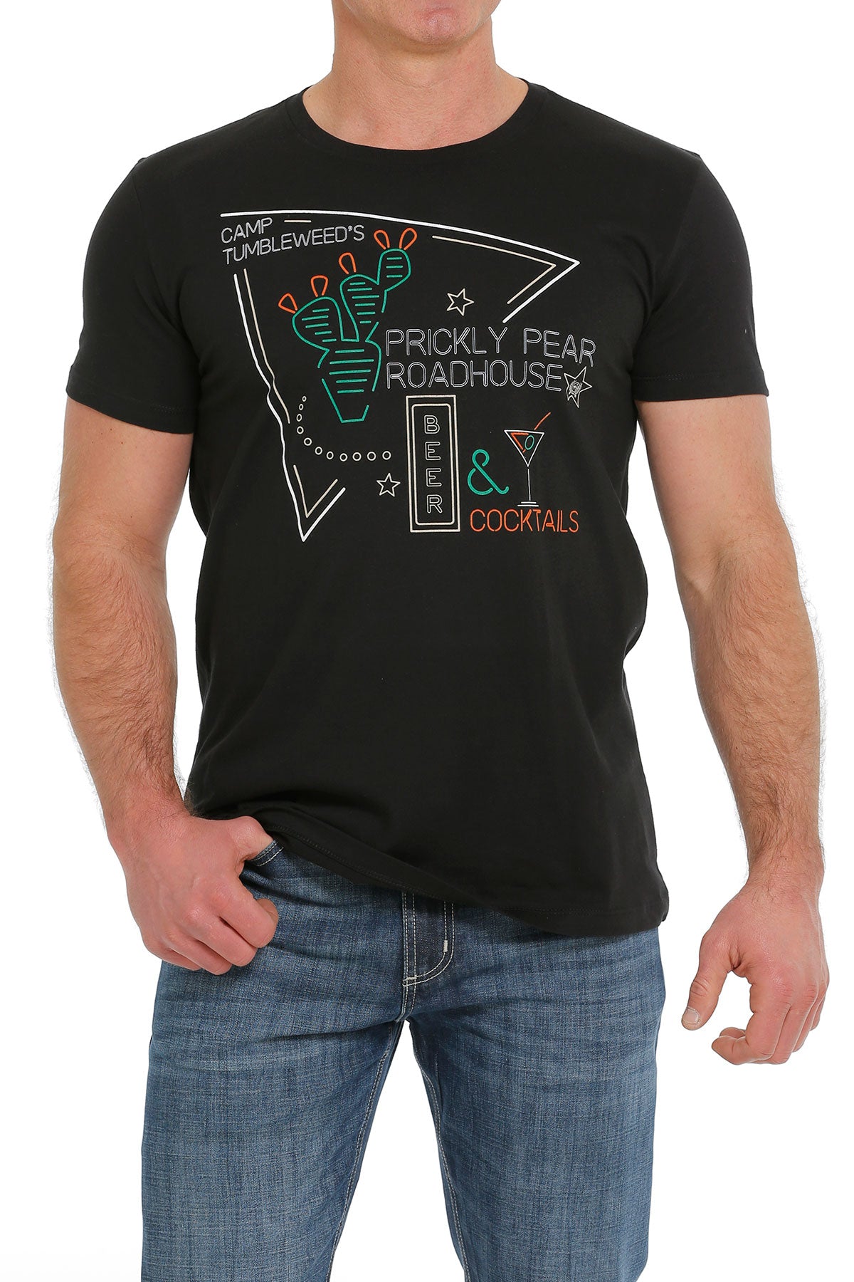 CINCH MEN'S PRICKLY PEAR ROADHOUSE TEE - BLACK