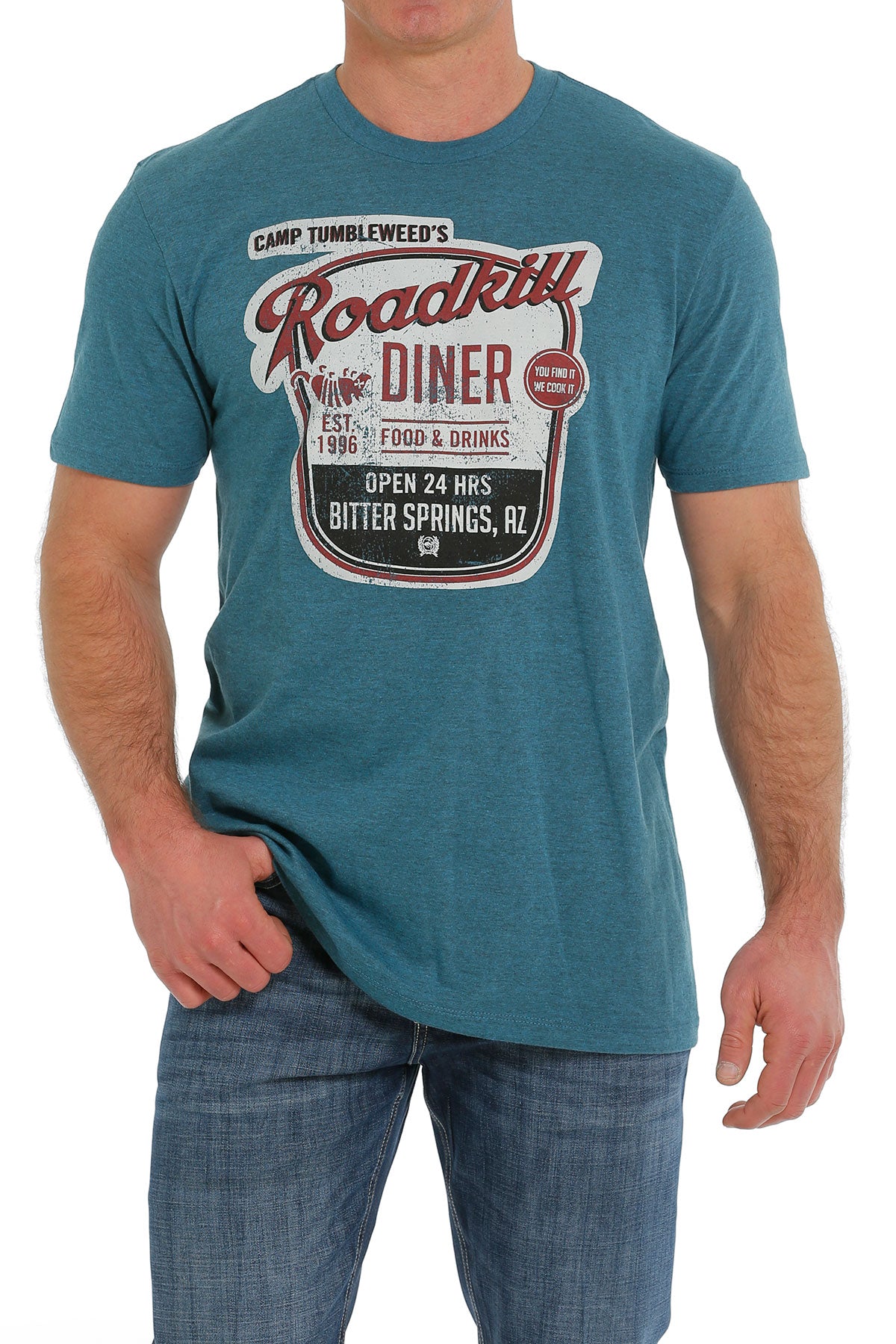 CINCH MEN'S ROADKILL DINER TEE - HEATHER BLUE