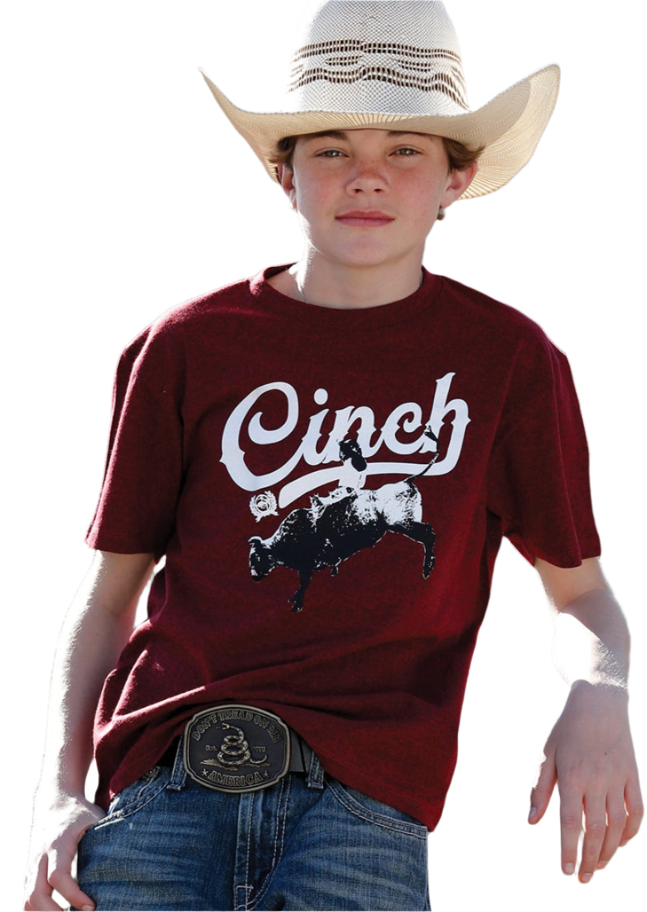 Cinch Boys' Burgandy Short Sleeve Tee
