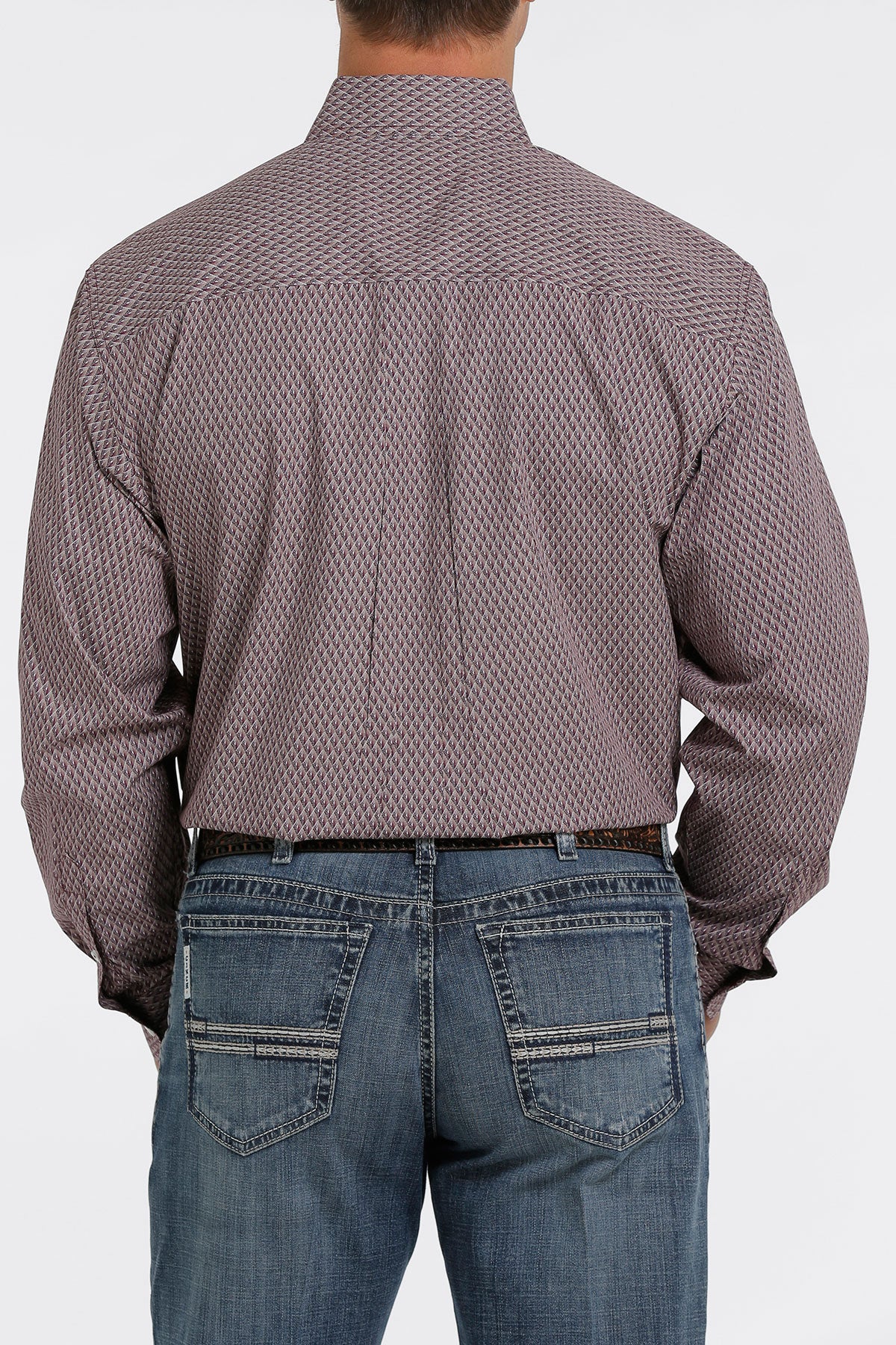 CINCH MEN'S GEOMETRIC BUTTON-DOWN WESTERN SHIRT - PURPLE/OLIVE/WHITE