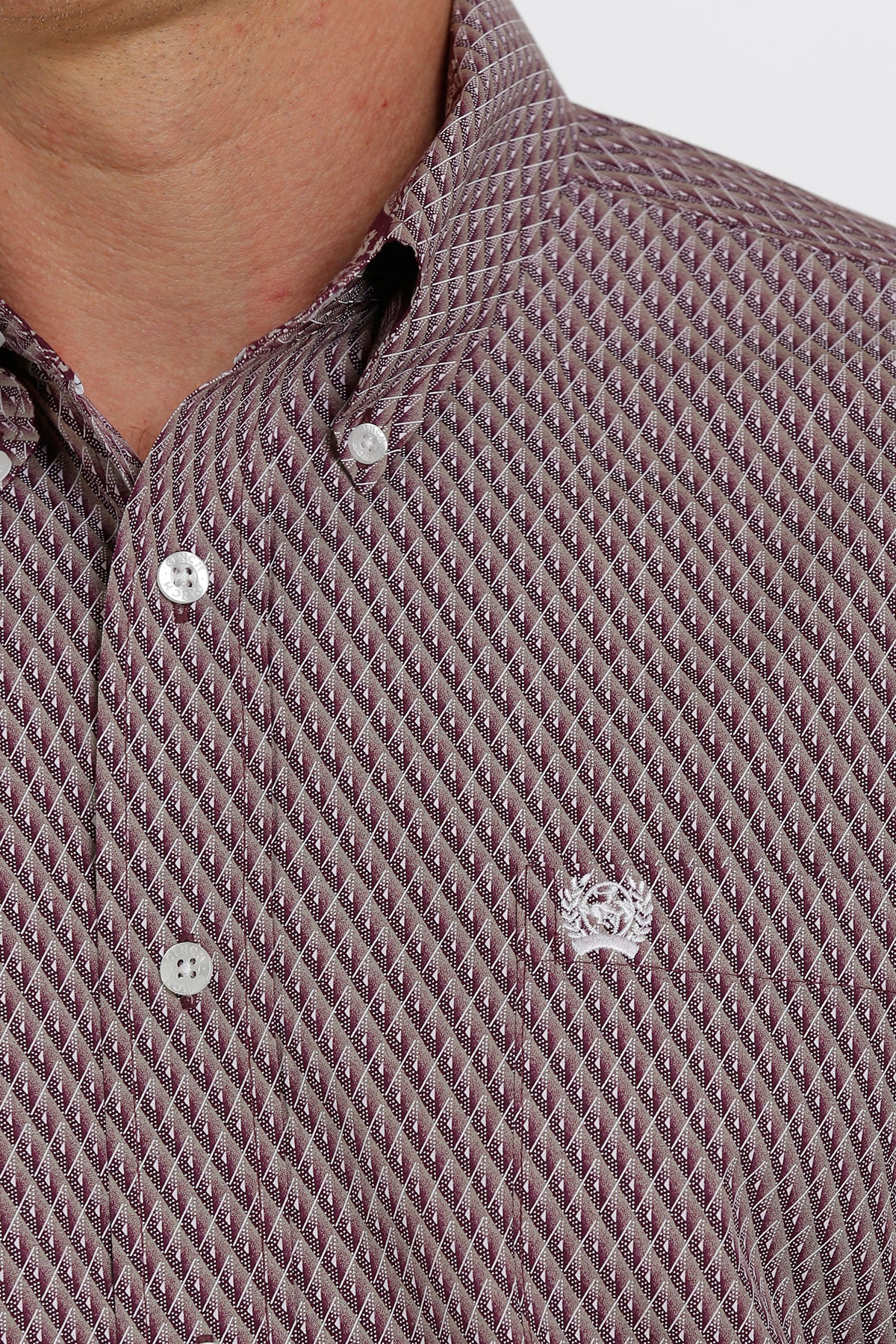 CINCH MEN'S GEOMETRIC BUTTON-DOWN WESTERN SHIRT - PURPLE/OLIVE/WHITE