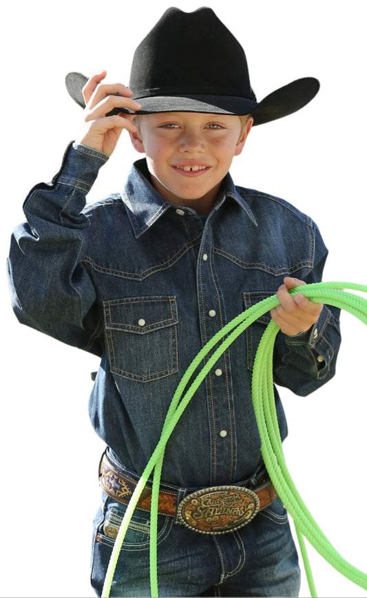 Boys Denim Western Long Sleeve Shirt