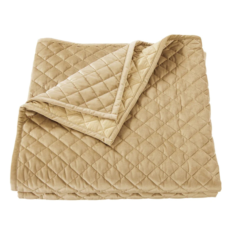 VELVET DIAMOND QUILT in GOLD, QUEEN