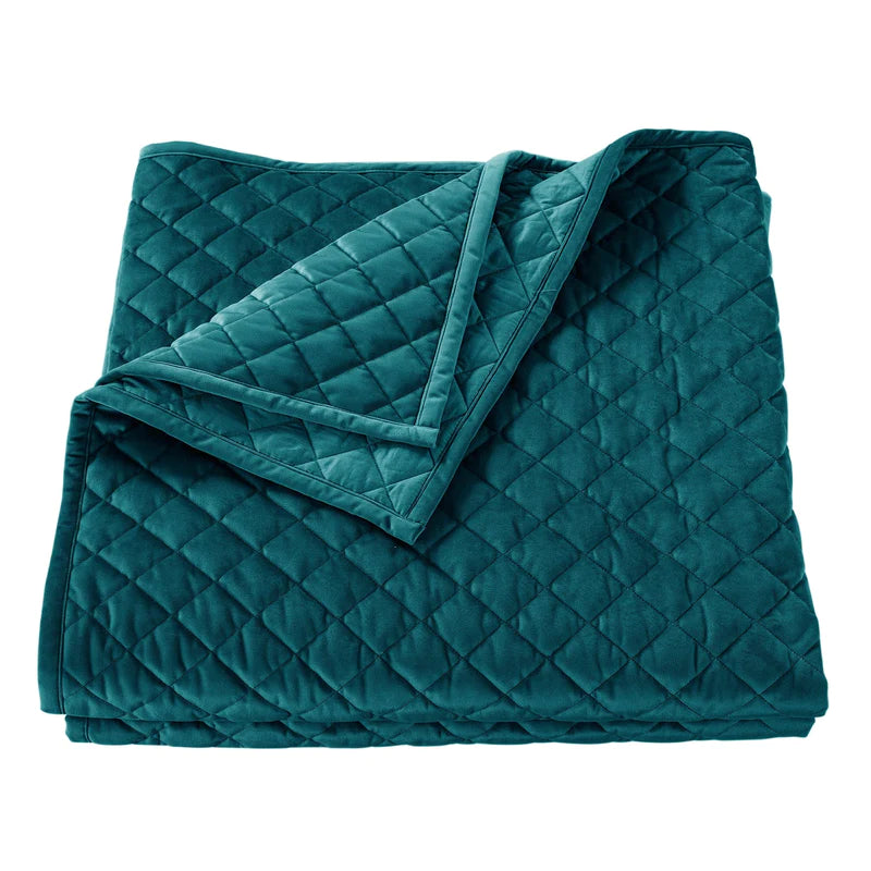 VELVET DIAMOND QUILT in TEAL, KING