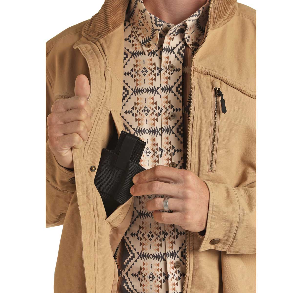 POWDER RIVER MEN'S CONCEALED CARRY COTTON CANVAS JACKET -- OLIVE