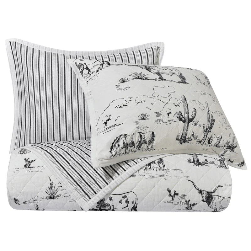 RANCH LIFE PRINTED REVERSIBLE QUILT SET, FULL/QUEEN