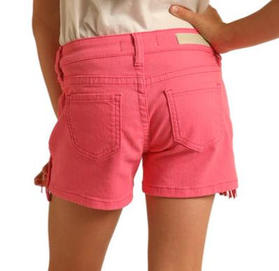 Rock & Roll Denim Girl's Fringe Pink Shorts