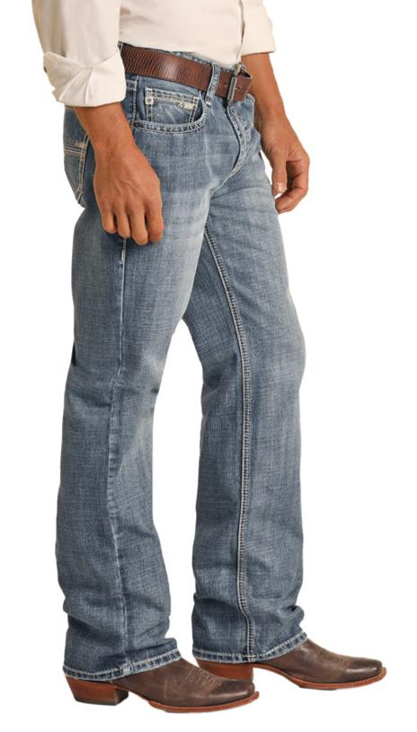 Rock & Roll Denim Men's Double Barrel Light Vintage Wash Relaxed Fit Straight Leg Jeans