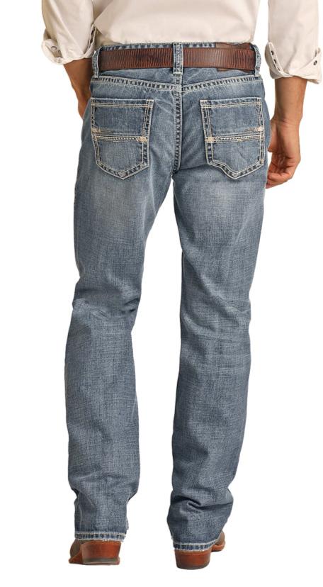 Rock & Roll Denim Men's Double Barrel Light Vintage Wash Relaxed Fit Straight Leg Jeans