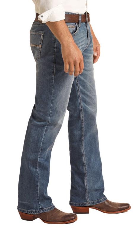 ROCK & ROLL DENIM RELAXED FIT STRETCH STRAIGHT BOOTCUT JEANS