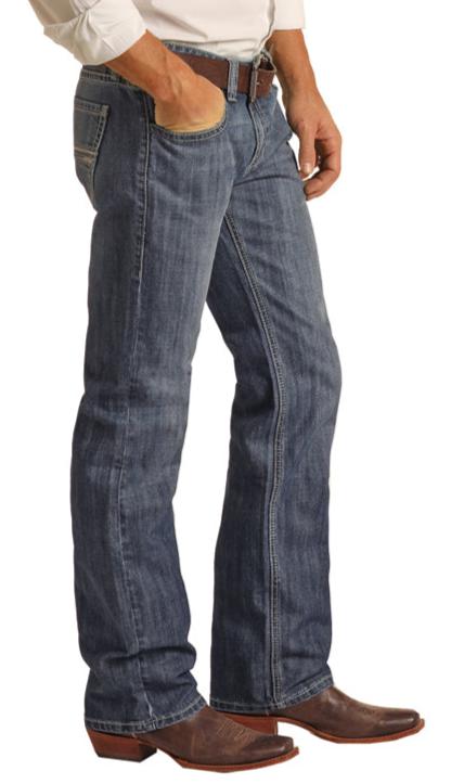 ROCK & ROLL MEN'S PISTOL STRAIGHT SLIM BOOT CUT JEAN