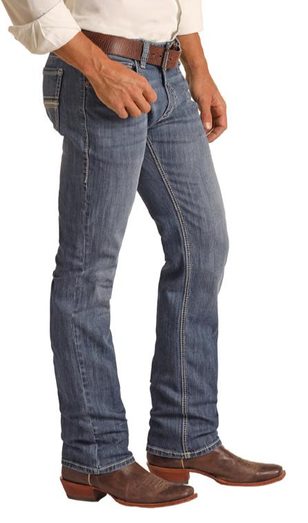 ROCK & ROLL MEN'S REVOLVER SLIM FIT STRETCH STRAIGHT JEANS