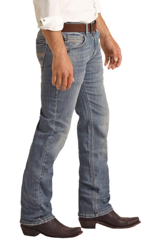 ROCK & ROLL DENIM REGULAR FIT STRETCH MEDIUM V STACKABLE BOOT JEANS