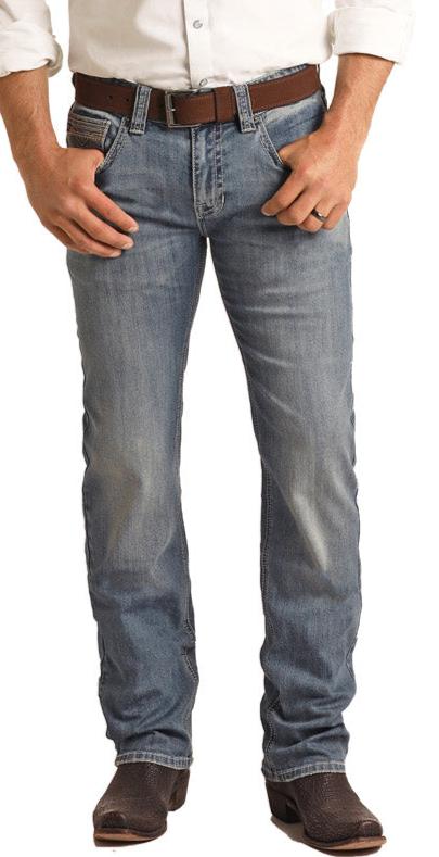 ROCK & ROLL DENIM REGULAR FIT STRETCH MEDIUM V STACKABLE BOOT JEANS