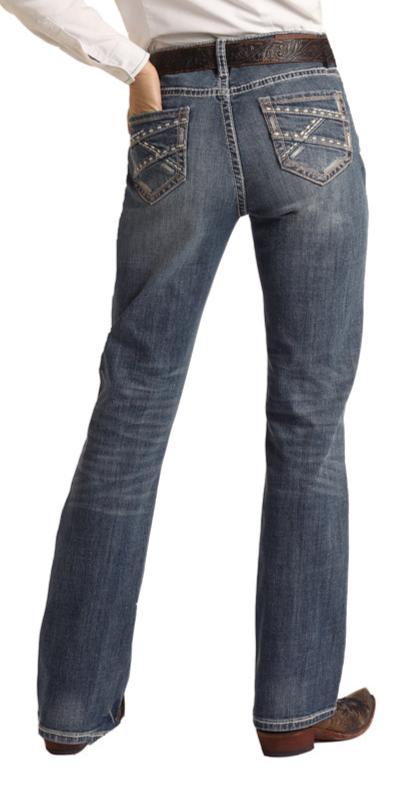 ROCK & ROLL DENIM MID RISE BOOT CUT RIDING JEAN
