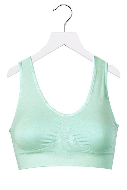 Pull-On Seamless Bra in Grayed Jade