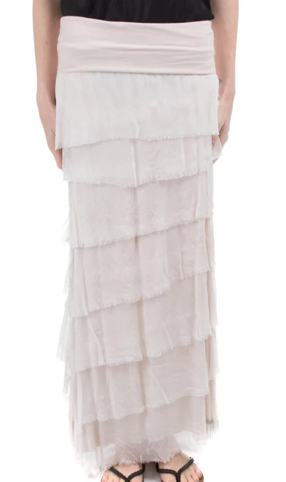 SIENA MAXI RUFFLED SKIRT in CREAM