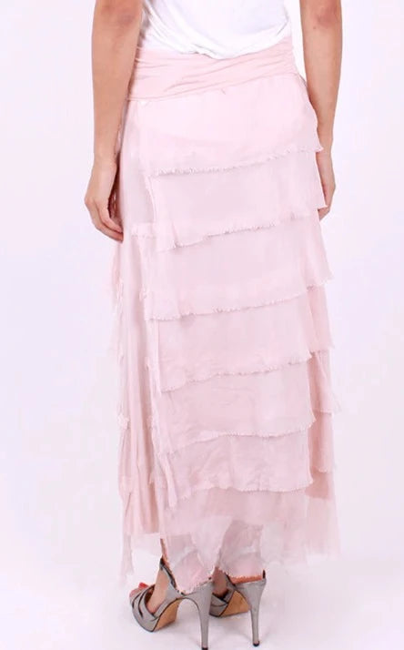SIENA MAXI RUFFLED SKIRT in PINK