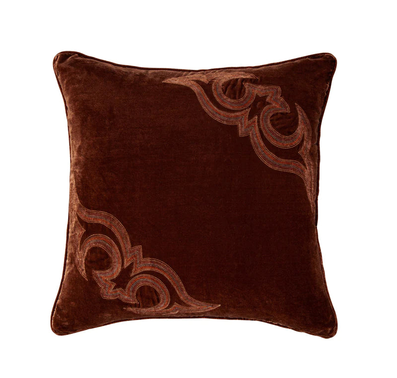 STELLA BOOT STITCH EMBROIDERED EURO PILLOW SHAM in COPPER BROWN