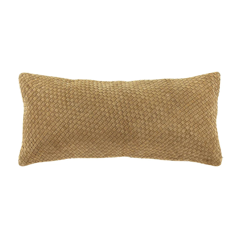 WOVEN SUEDE LUMBAR PILLOW in BUTTERSCOTCH