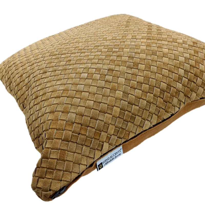 WOVEN SUEDE LUMBAR PILLOW in BUTTERSCOTCH
