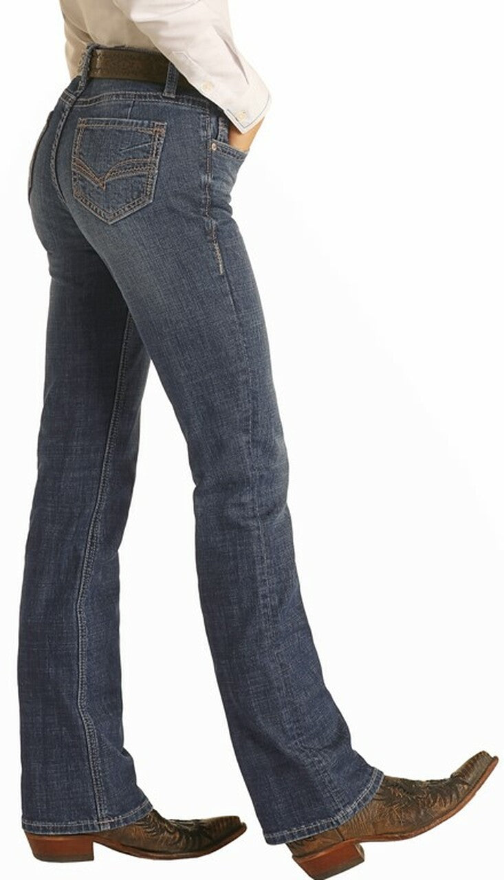Rock & Roll Ladies Mid-Rise Riding Boot Jeans Dark Vintage