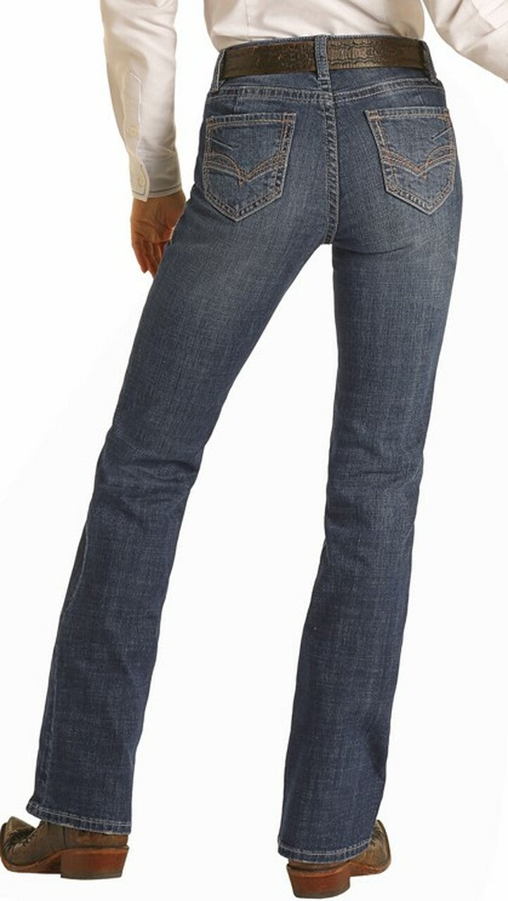 Rock & Roll Ladies Mid-Rise Riding Boot Jeans Dark Vintage