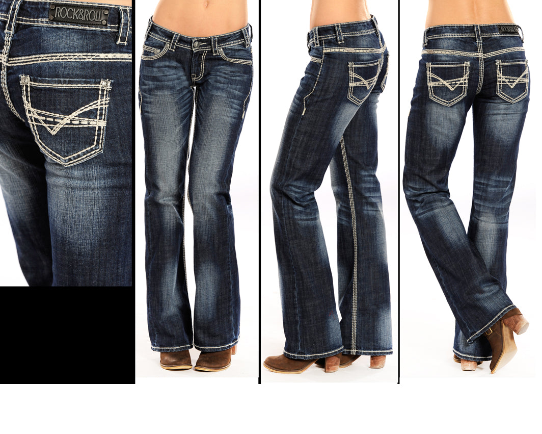 Rock & Republic Jeans Donna RX Fever Pull-on Bootcut – Denim Elasticio Vita Media