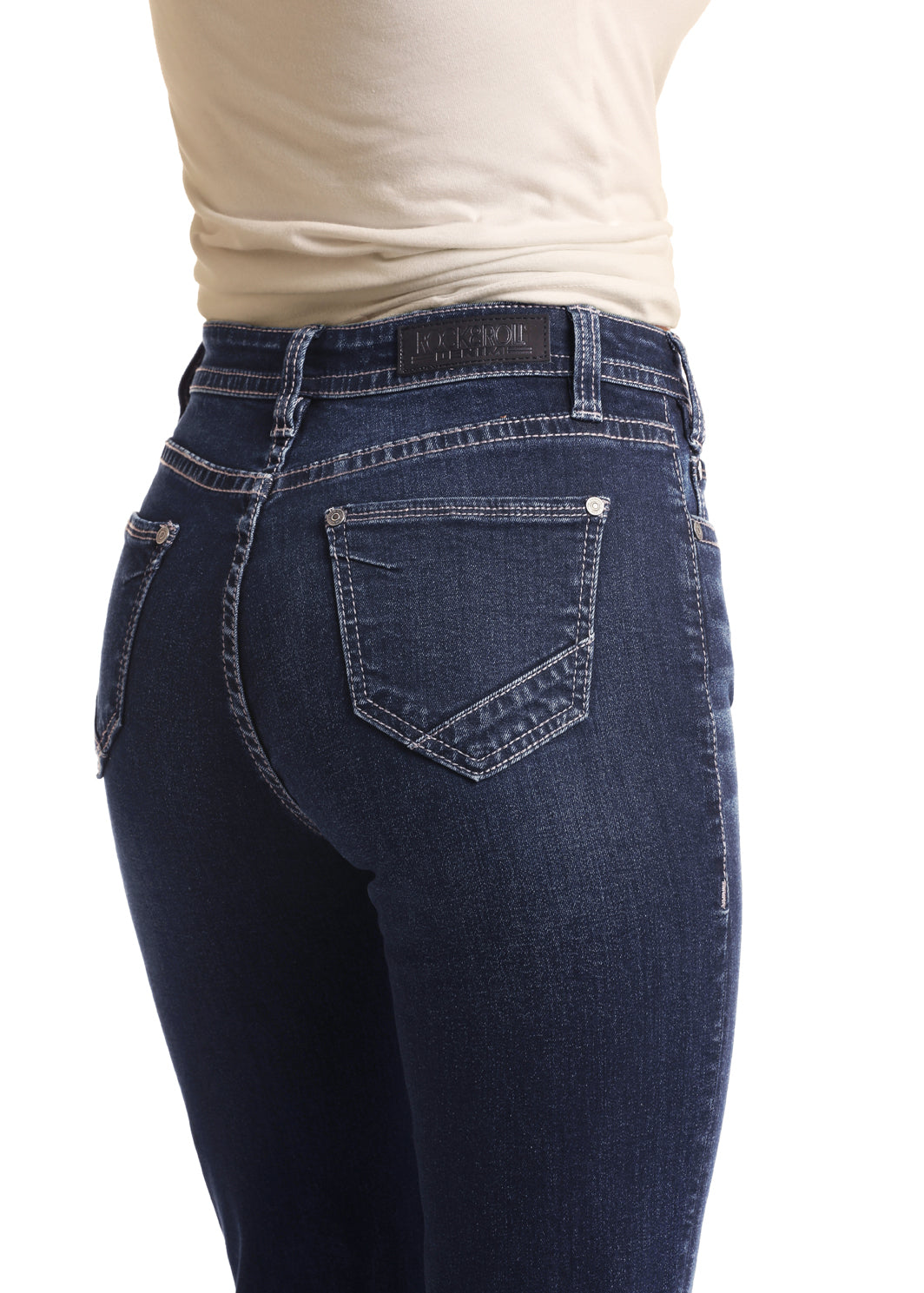 ROCK & ROLL DENIM HIGH RISE EXTRA STRETCH BUTTON FLY TROUSER JEANS