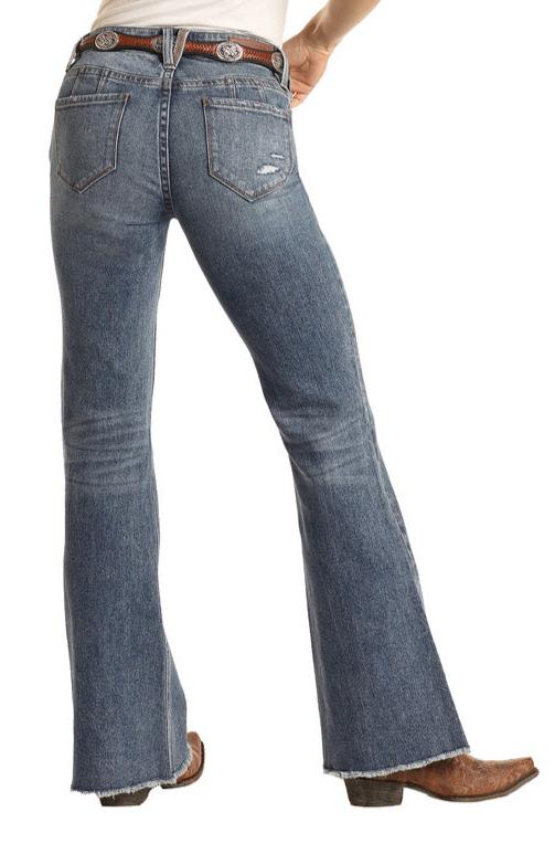 Rock & Roll Ladies Mid- Rise Medium Wash Trouser Jeans