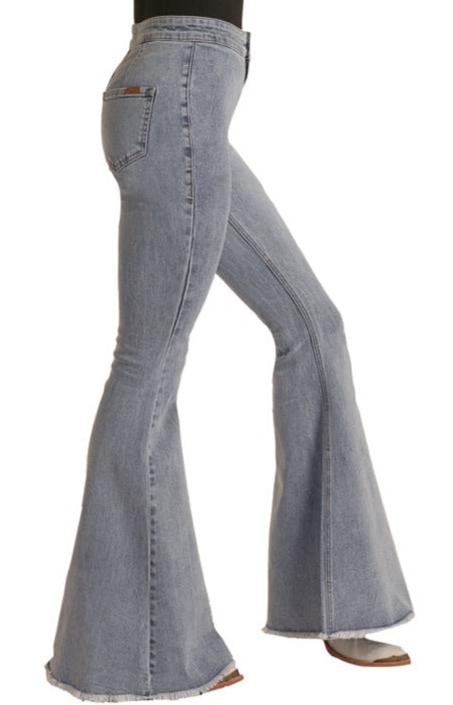 Rock & Roll LADIES BUTTON BELLS HIGH RISE STRETCH FLARE JEANS