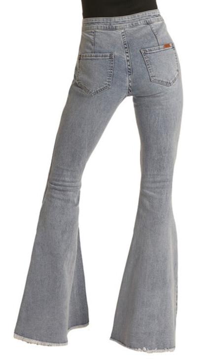 Rock & Roll LADIES BUTTON BELLS HIGH RISE STRETCH FLARE JEANS