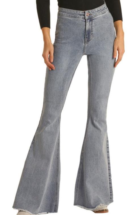 Rock & Roll LADIES BUTTON BELLS HIGH RISE STRETCH FLARE JEANS