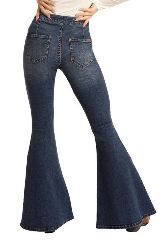 Rock & Roll Cowgirl Junior's Bargain Bells High Rise Extra Stretch Bell Bottom Jeans
