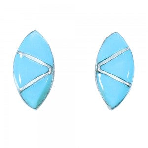 Zuni Sterling Silver & Stone Inlay Stud Earrings