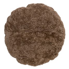 Round Mongolian Sheep Fur Pillow - Nougat