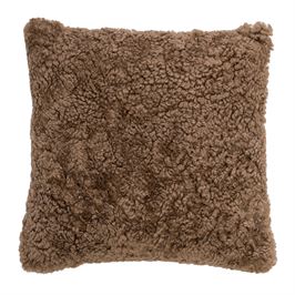 Square Mongolian Sheep Fur Pillow - Nougat