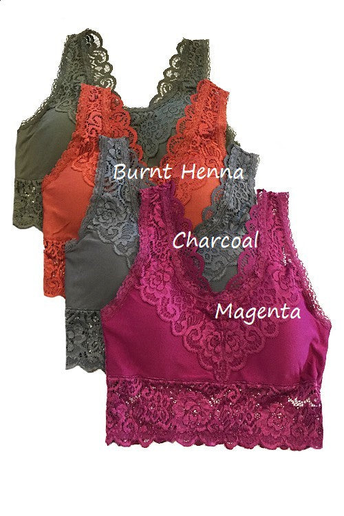 Padded Lace Bralette in Burnt Henna