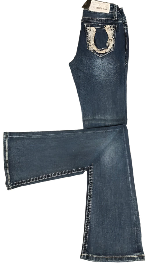Grace in LA LITTLE Girl's Horseshoe Bootcut Jean